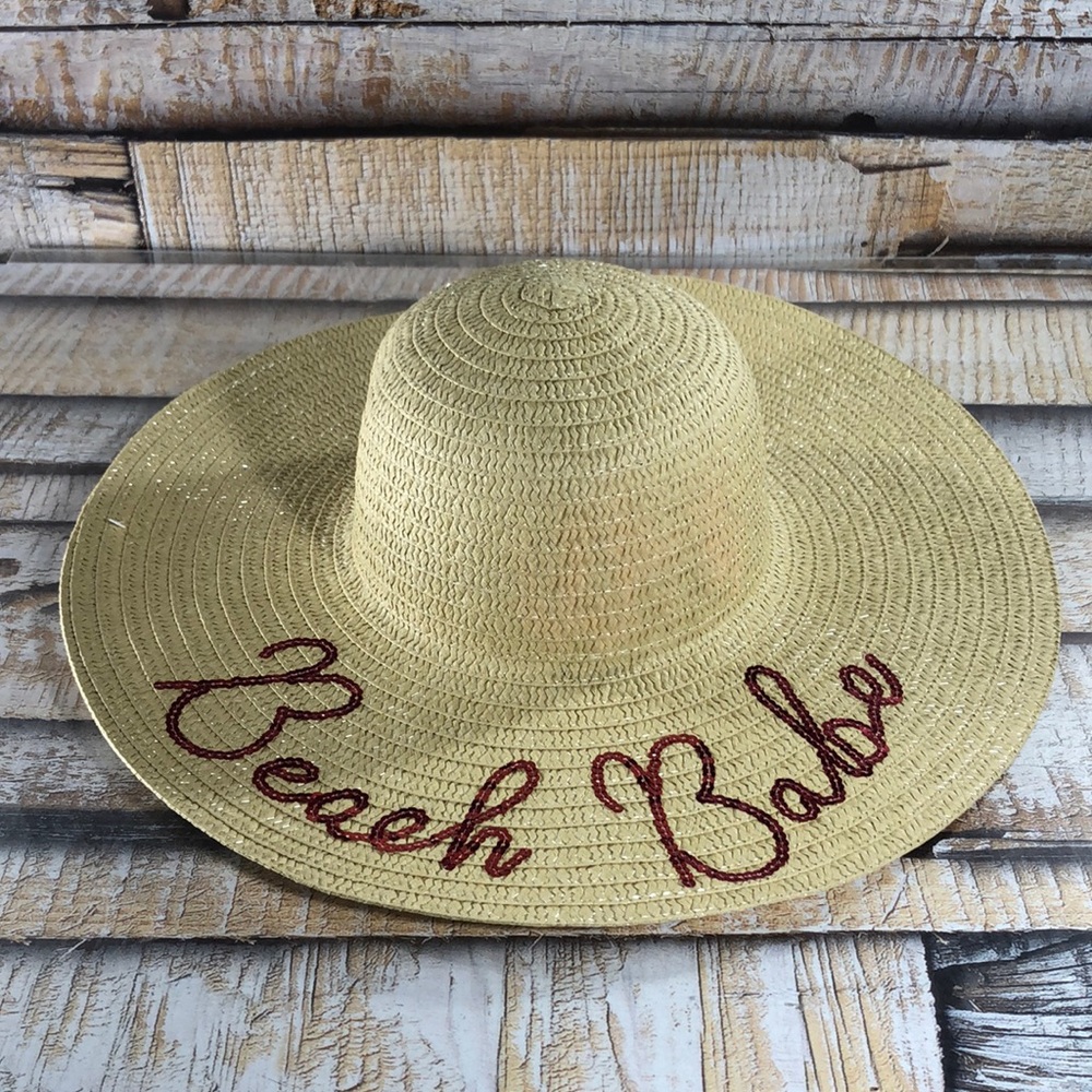 New! Beach Babe Summer Floppy Straw Large  Hat